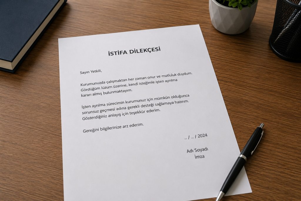 Isci istifa dilekcesi vermeden noter ihtarnamesi ile hakli fesih sureci ve kidem tazminati alacagi İstifa Dilekçesi